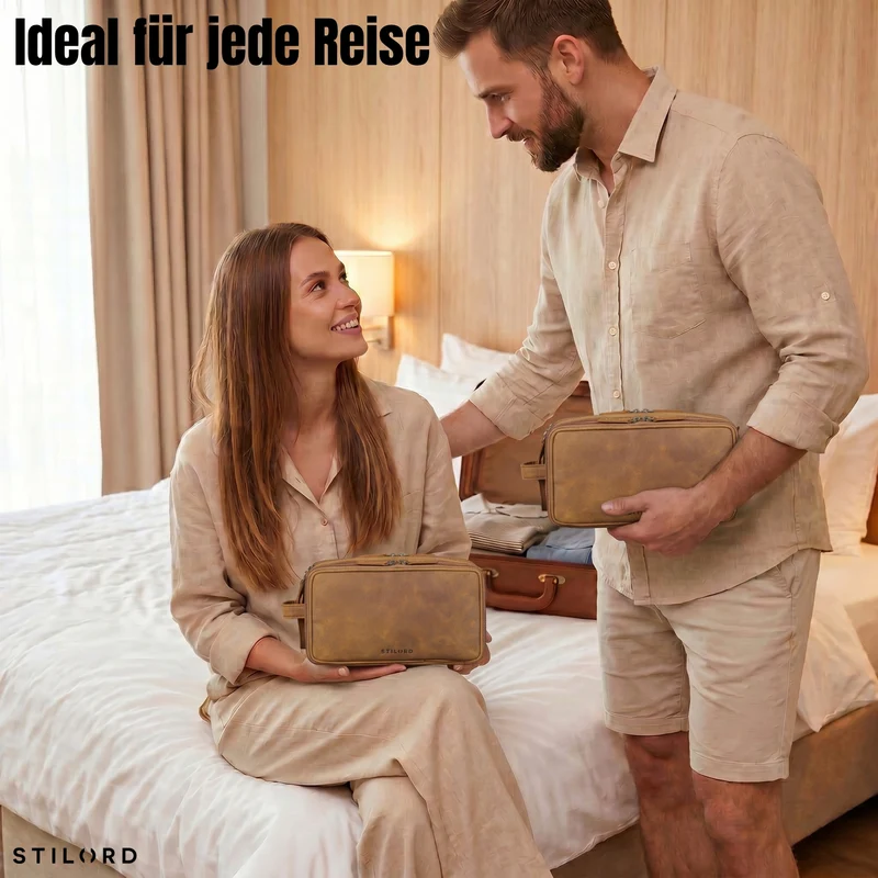 "Barlow" Kulturtasche Herren Damen Leder Groß
