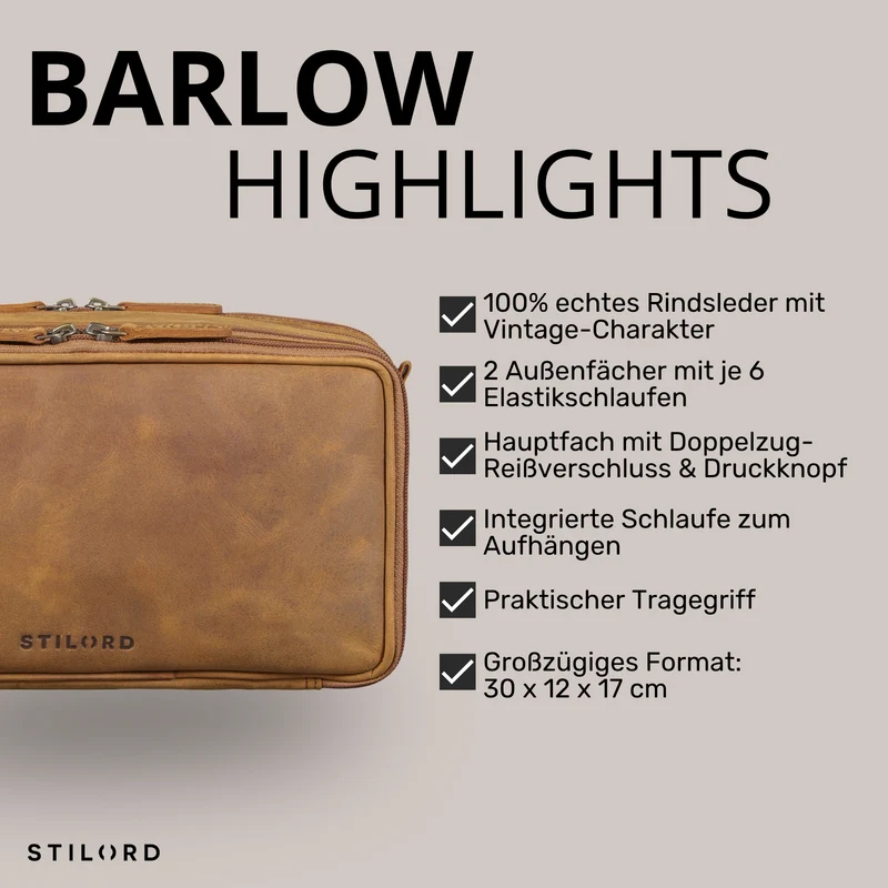 "Barlow" Kulturtasche Herren Damen Leder Groß