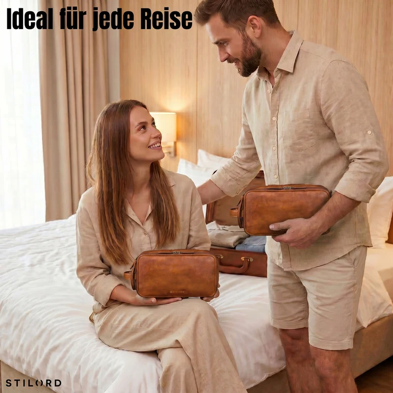 "Barlow" Kulturtasche Herren Damen Leder Groß