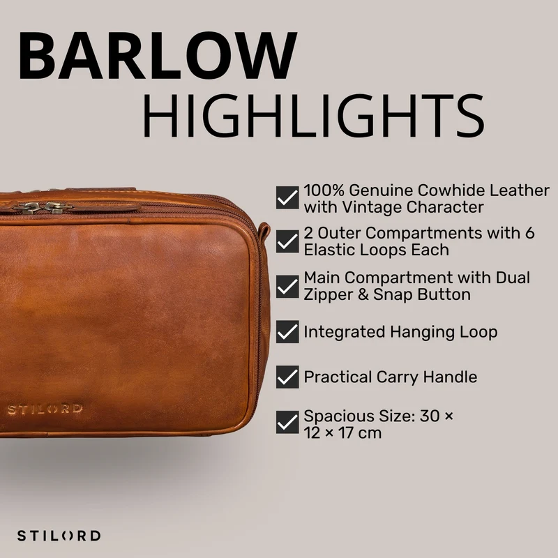 "Barlow" Kulturtasche Herren Damen Leder Groß