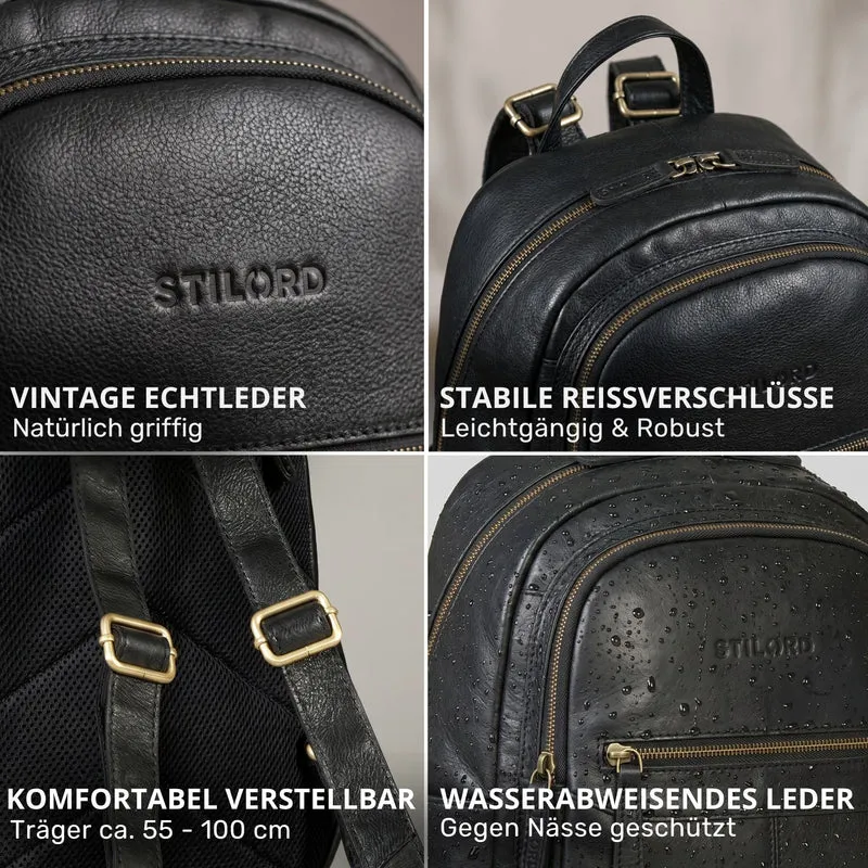 "Lisa" City Rucksack Damen Leder Mittelgroß gepolstertes Fach 13 Zoll