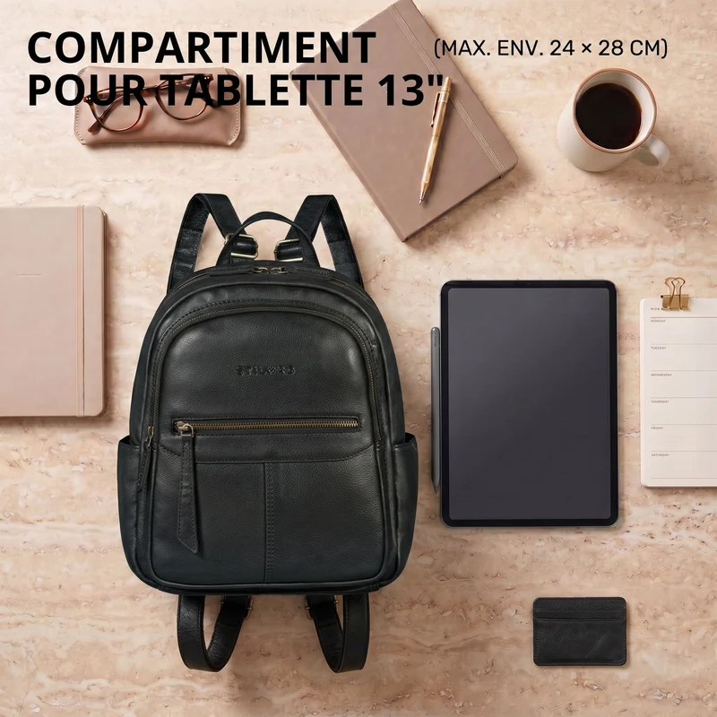 "Lisa" City Rucksack Damen Leder Mittelgroß gepolstertes Fach 13 Zoll
