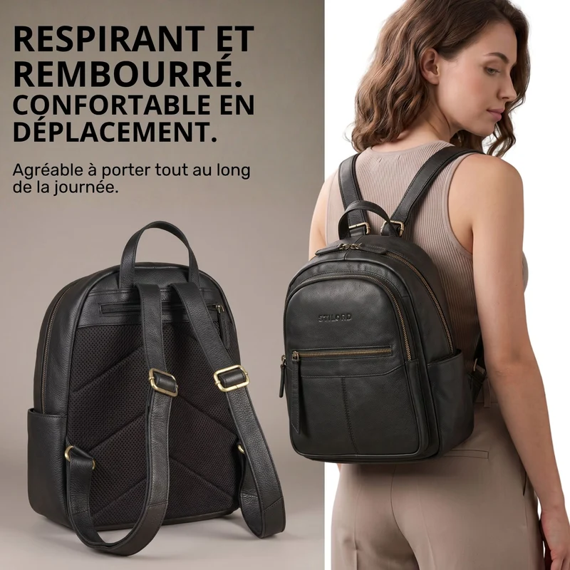 "Lisa" City Rucksack Damen Leder Mittelgroß gepolstertes Fach 13 Zoll
