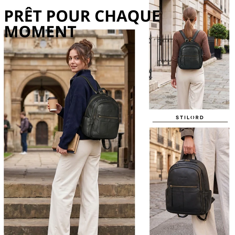 "Lisa" City Rucksack Damen Leder Mittelgroß gepolstertes Fach 13 Zoll