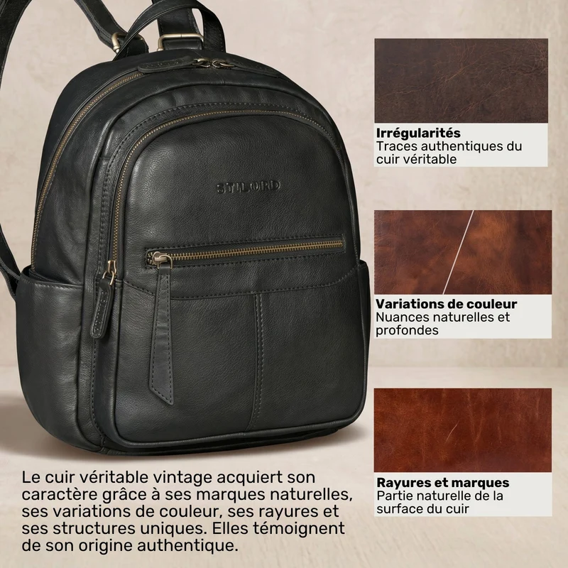 "Lisa" City Rucksack Damen Leder Mittelgroß gepolstertes Fach 13 Zoll