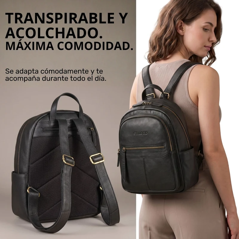 "Lisa" City Rucksack Damen Leder Mittelgroß gepolstertes Fach 13 Zoll
