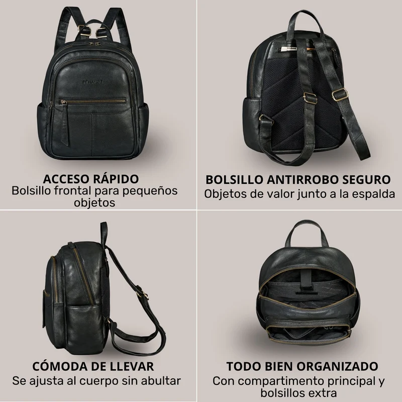 "Lisa" City Rucksack Damen Leder Mittelgroß gepolstertes Fach 13 Zoll