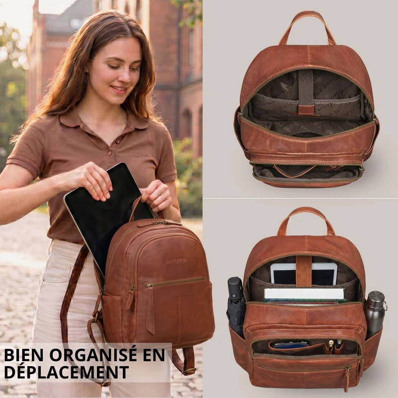 "Lisa" City Rucksack Damen Leder Mittelgroß gepolstertes Fach 13 Zoll