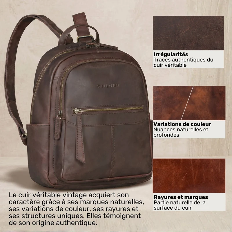 "Lisa" City Rucksack Damen Leder Mittelgroß gepolstertes Fach 13 Zoll