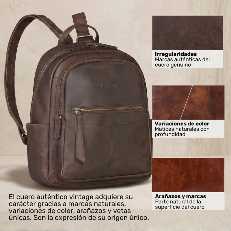 "Lisa" City Rucksack Damen Leder Mittelgroß gepolstertes Fach 13 Zoll
