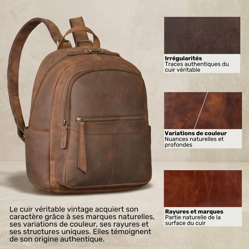 "Lisa" City Rucksack Damen Leder Mittelgroß gepolstertes Fach 13 Zoll