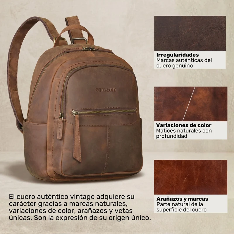 "Lisa" City Rucksack Damen Leder Mittelgroß gepolstertes Fach 13 Zoll