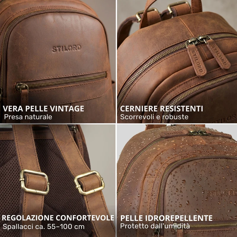 "Lisa" City Rucksack Damen Leder Mittelgroß gepolstertes Fach 13 Zoll