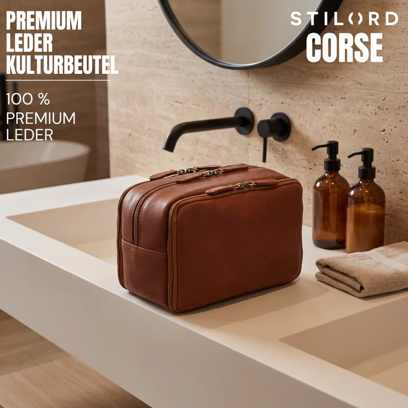 "Corse" Kulturtasche Leder XL