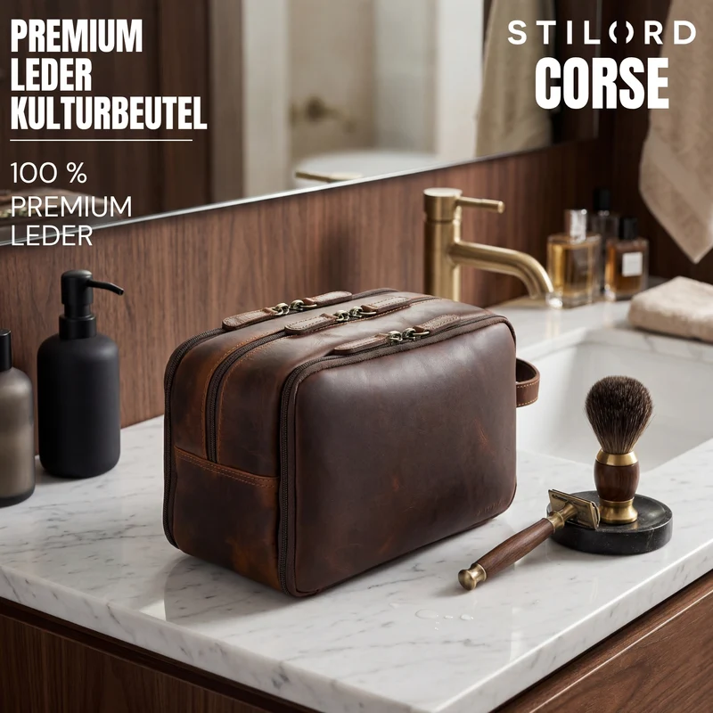 "Corse" Kulturtasche Leder XL