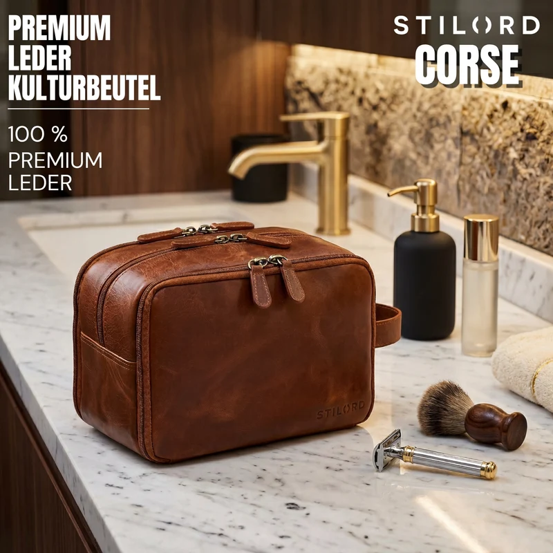 "Corse" Kulturtasche Leder XL