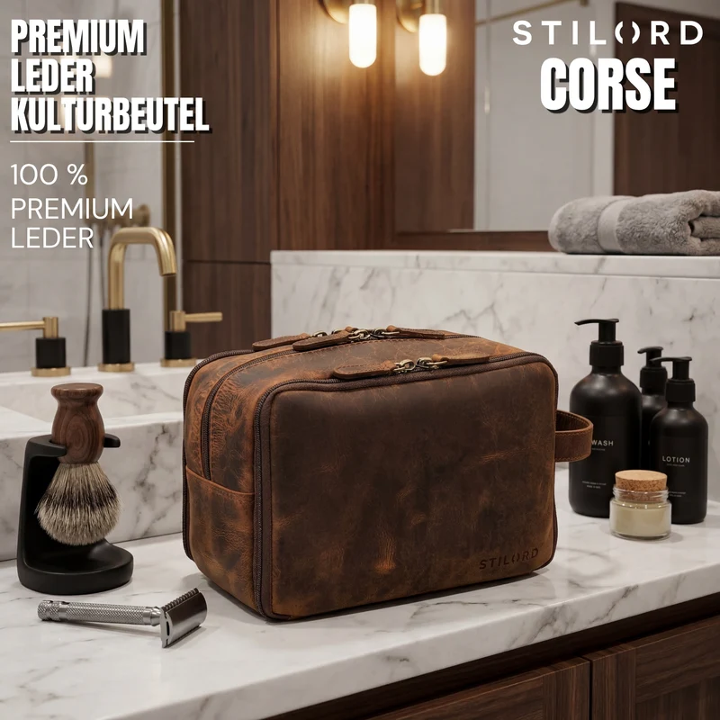 "Corse" Kulturtasche Leder XL