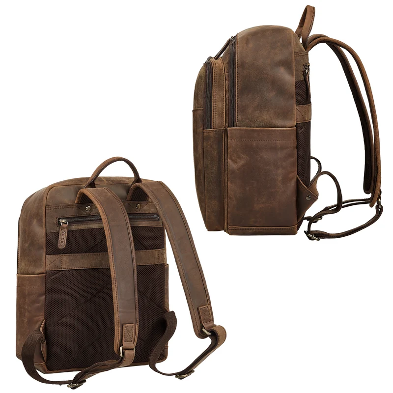 B-WARE "Maurizio" Großer Leder Rucksack Herren Laptoprucksack 15,6 Zoll