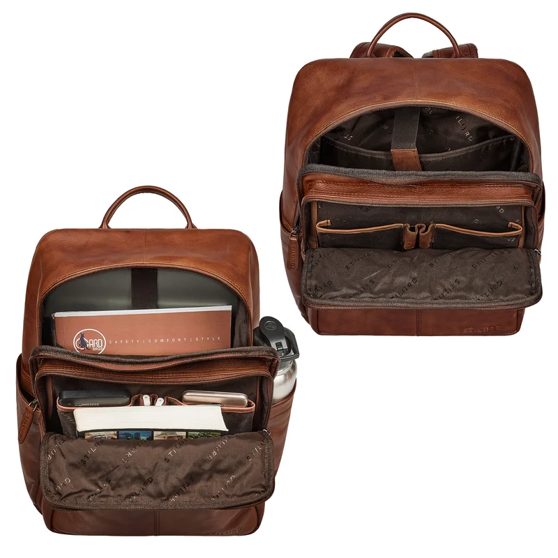 B-WARE "Maurizio" Großer Leder Rucksack Herren Laptoprucksack 15,6 Zoll
