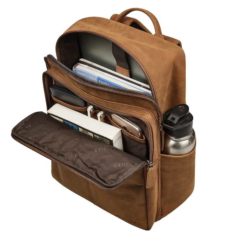 B-WARE "Maurizio" Großer Leder Rucksack Herren Laptoprucksack 15,6 Zoll