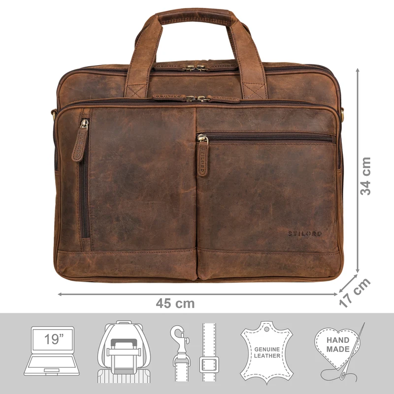 B-WARE "Arnold" Geräumige Laptoptasche Leder
