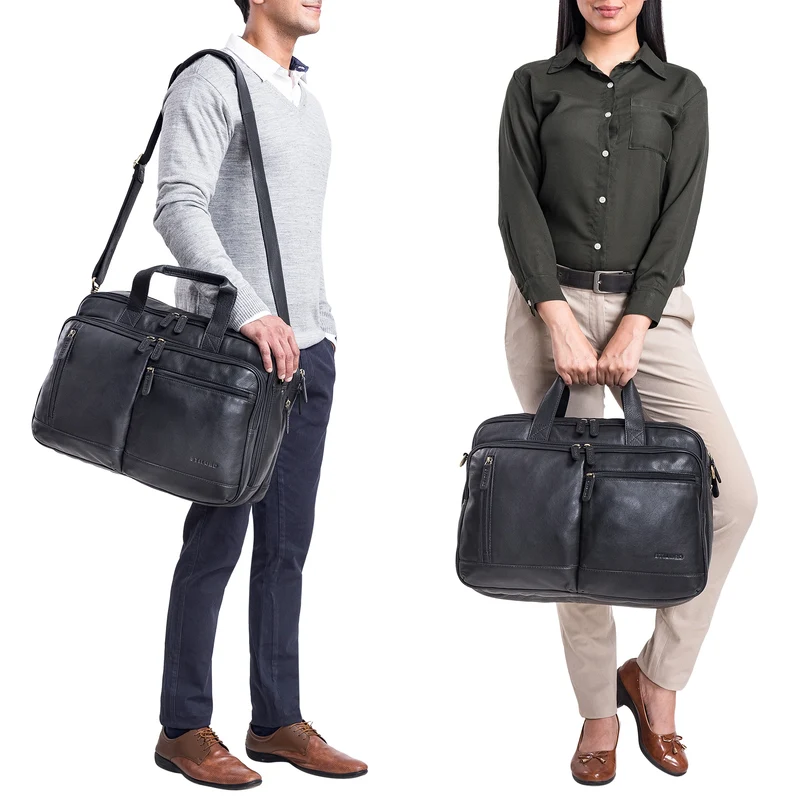 B-WARE "Arnold" Geräumige Laptoptasche Leder