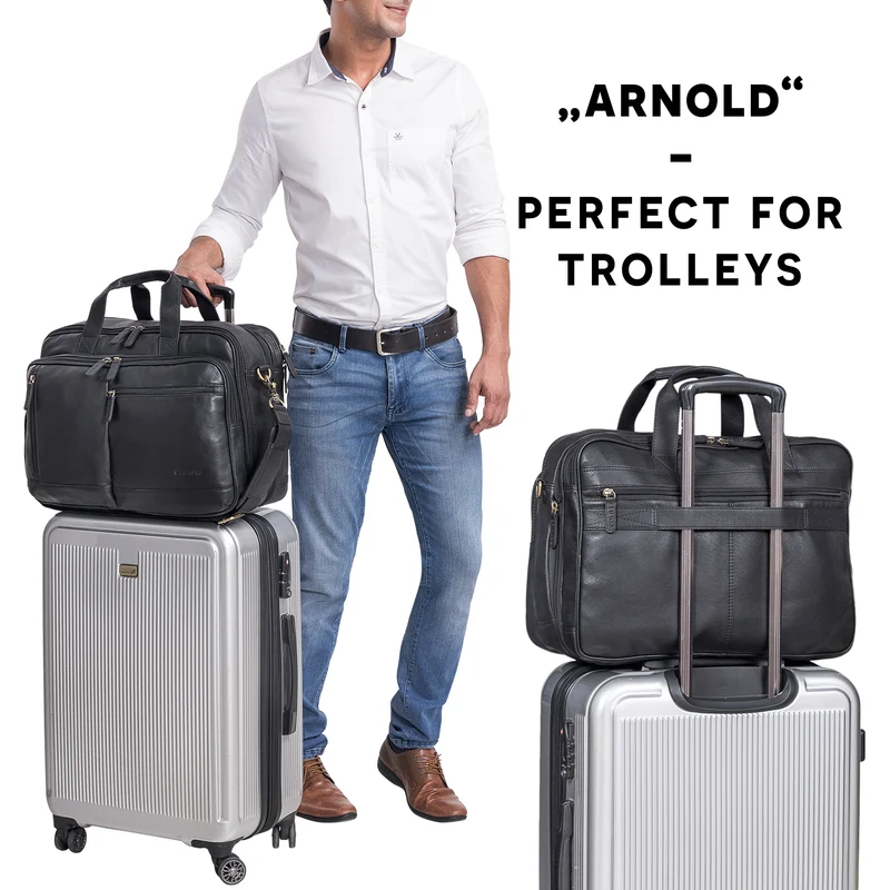 B-WARE "Arnold" Geräumige Laptoptasche Leder