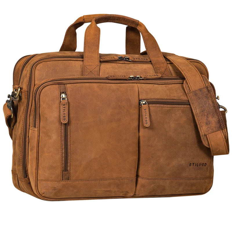 B-WARE "Arnold" Geräumige Laptoptasche Leder
