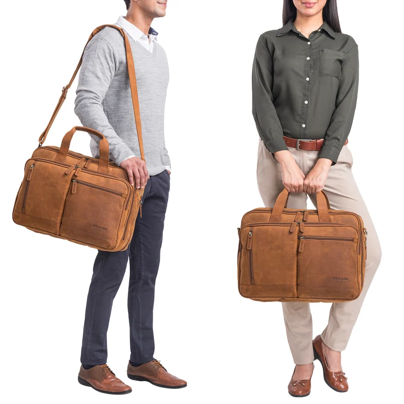 B-WARE "Arnold" Geräumige Laptoptasche Leder