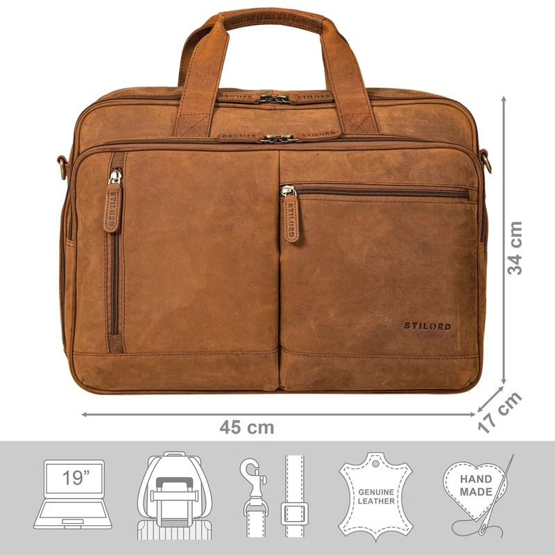 B-WARE "Arnold" Geräumige Laptoptasche Leder