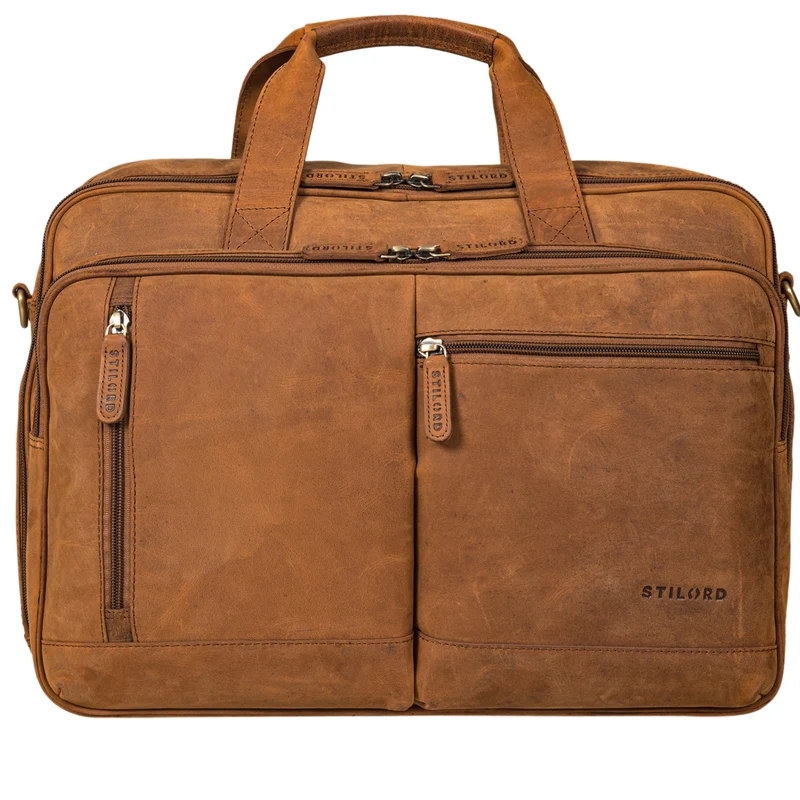 B-WARE "Arnold" Geräumige Laptoptasche Leder