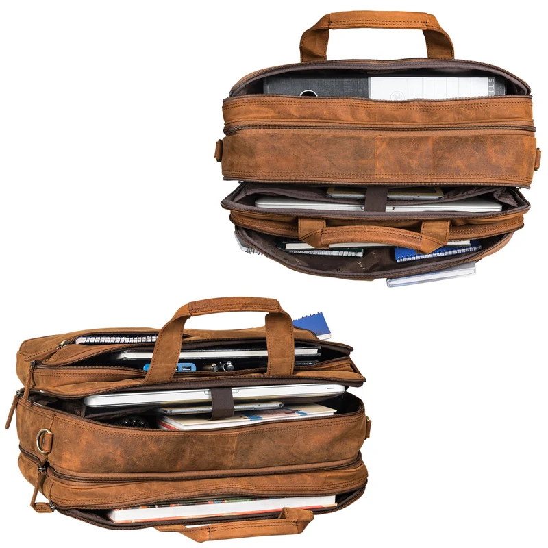 B-WARE "Arnold" Geräumige Laptoptasche Leder