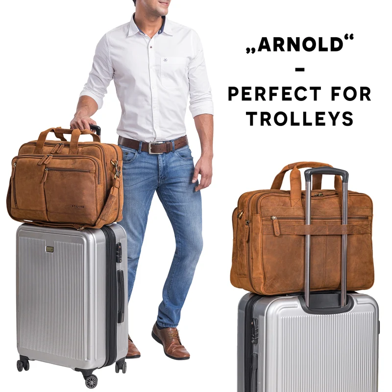 B-WARE "Arnold" Geräumige Laptoptasche Leder