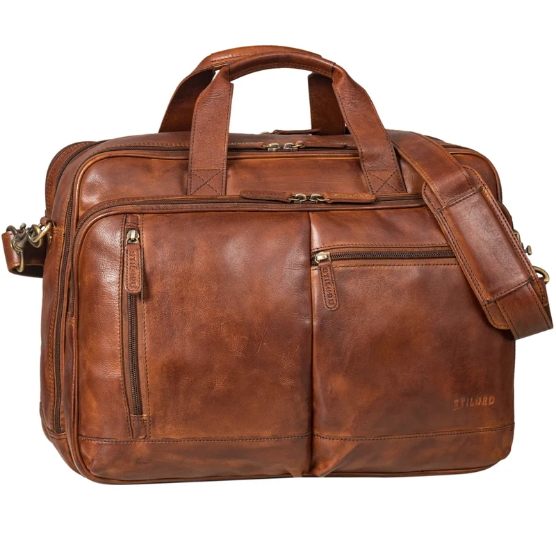 B-WARE "Arnold" Geräumige Laptoptasche Leder