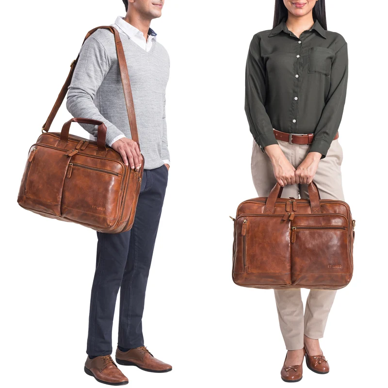 B-WARE "Arnold" Geräumige Laptoptasche Leder