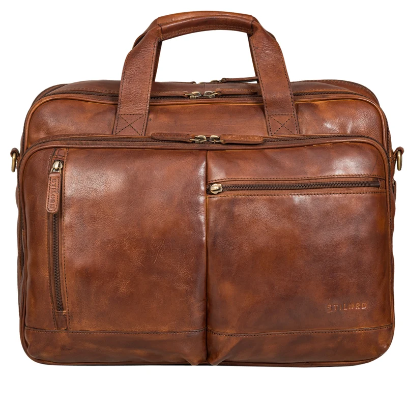 B-WARE "Arnold" Geräumige Laptoptasche Leder