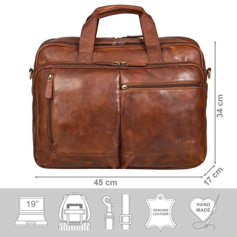 B-WARE "Arnold" Geräumige Laptoptasche Leder