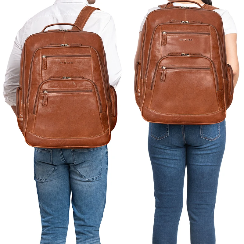 B-WARE "Igor" Leder Rucksack mit Laptop-Fach 18 Zoll Groß Damen und Herren