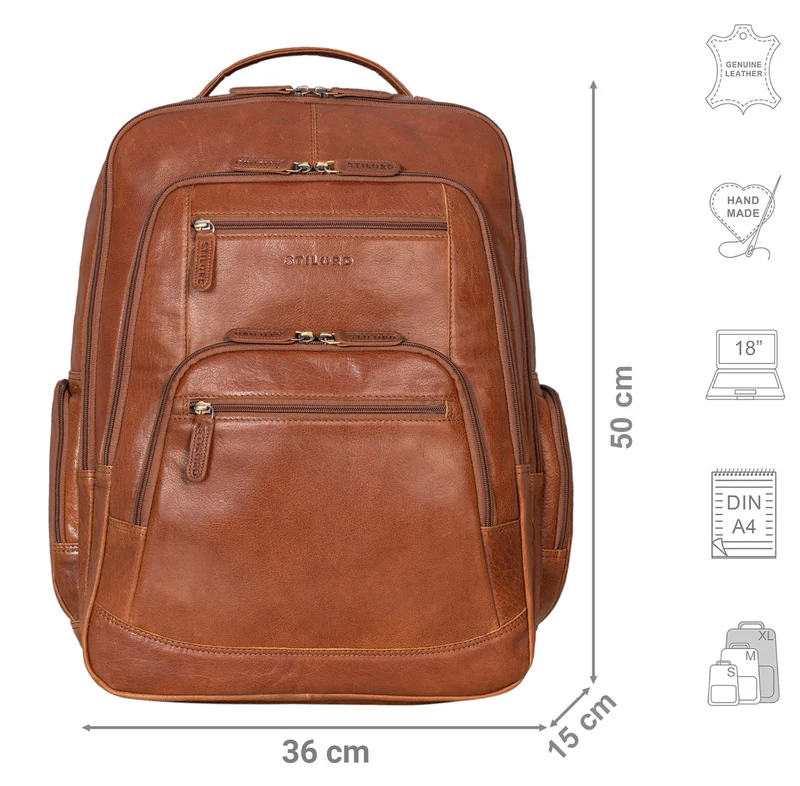 B-WARE "Igor" Leder Rucksack mit Laptop-Fach 18 Zoll Groß Damen und Herren