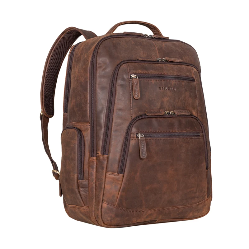 B-WARE "Igor" Leder Rucksack mit Laptop-Fach 18 Zoll Groß Damen und Herren