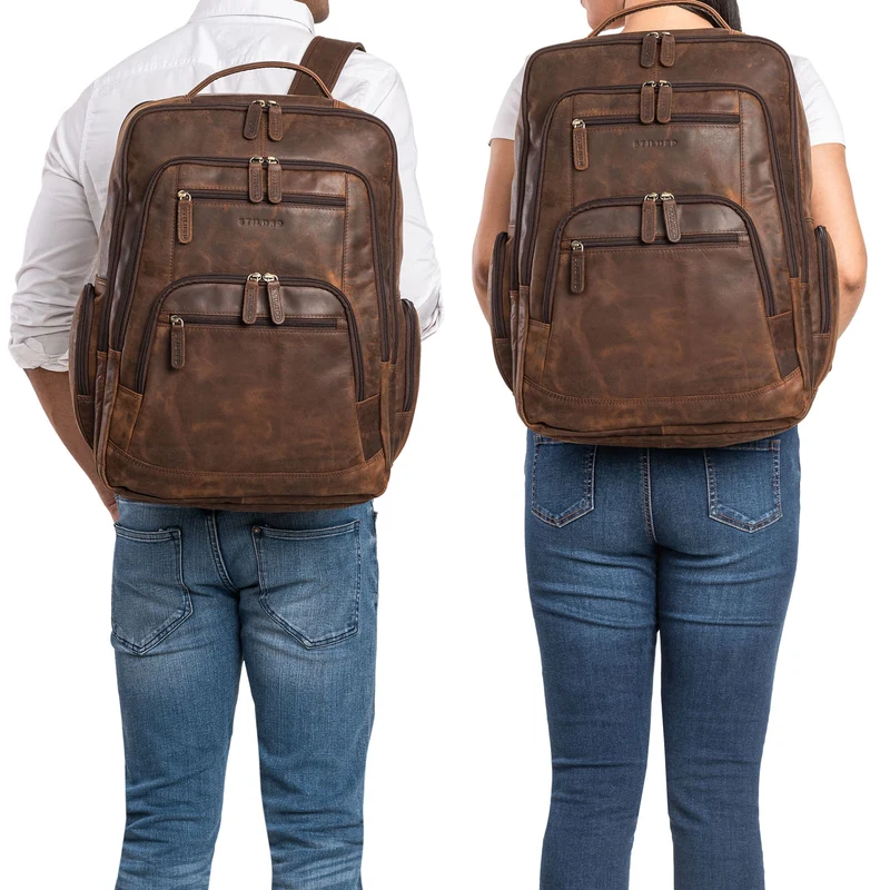 B-WARE "Igor" Leder Rucksack mit Laptop-Fach 18 Zoll Groß Damen und Herren