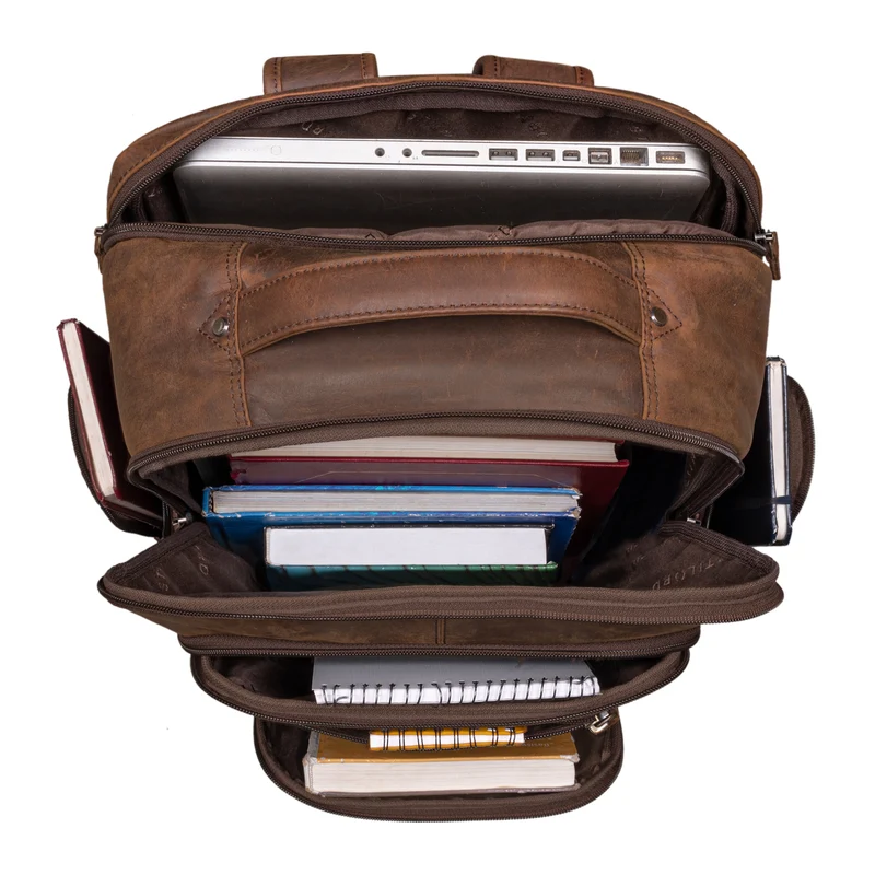 B-WARE "Igor" Leder Rucksack mit Laptop-Fach 18 Zoll Groß Damen und Herren