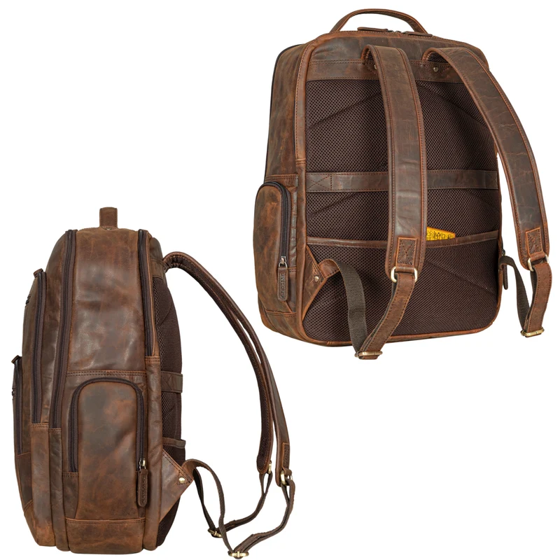B-WARE "Igor" Leder Rucksack mit Laptop-Fach 18 Zoll Groß Damen und Herren