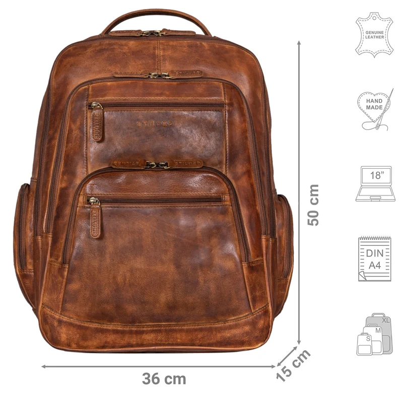 B-WARE "Igor" Leder Rucksack mit Laptop-Fach 18 Zoll Groß Damen und Herren