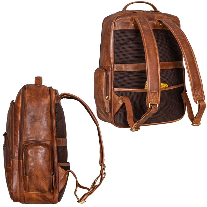 B-WARE "Igor" Leder Rucksack mit Laptop-Fach 18 Zoll Groß Damen und Herren
