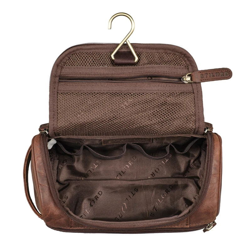 B-WARE "Rowan" Vintage Leder Kulturbeutel zum Aufhängen