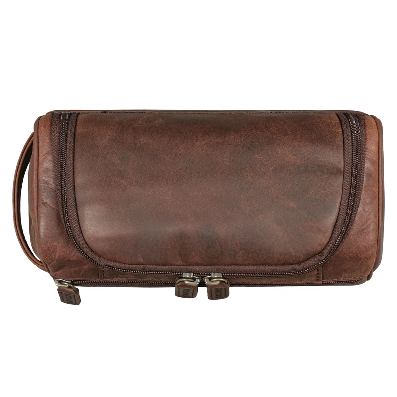 B-WARE "Rowan" Vintage Leder Kulturbeutel zum Aufhängen