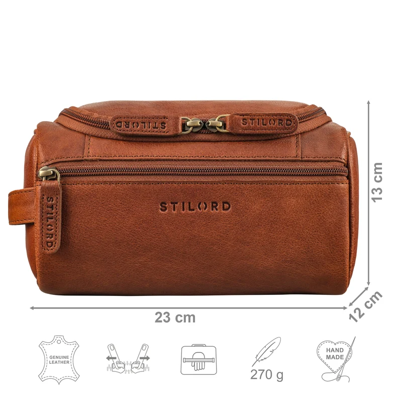 B-WARE "Rowan" Vintage Leder Kulturbeutel zum Aufhängen