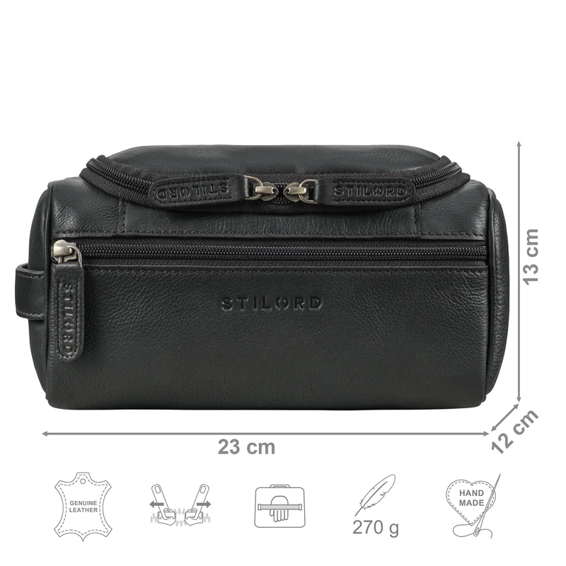 B-WARE "Rowan" Vintage Leder Kulturbeutel zum Aufhängen