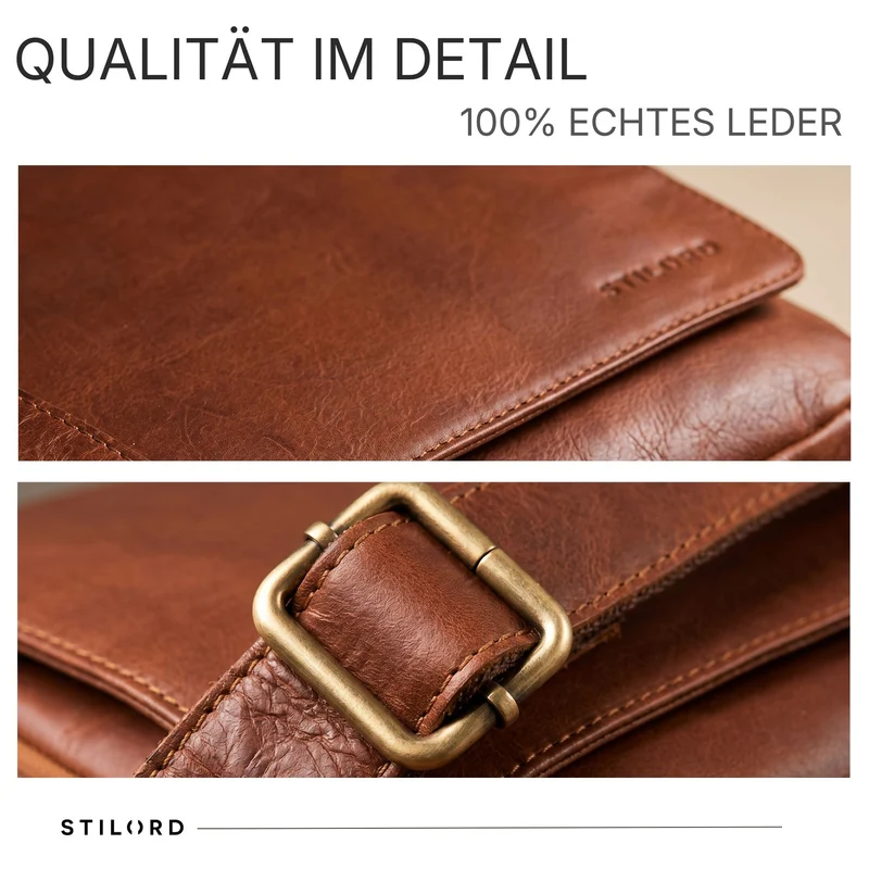 "Reinhold" Vintage Messenger Bag Herren Leder für 15.6-16 Zoll Laptop